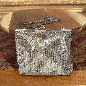 Magid Vintage Silver Beaded Evening Bag